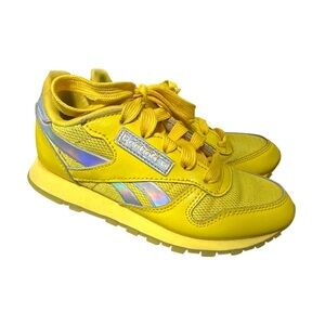 Reebok classics Yellow Sneakers with Iridescent Accents kids size 1